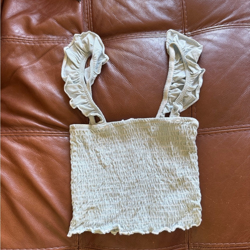 Ruffled Strap Green Tube Top